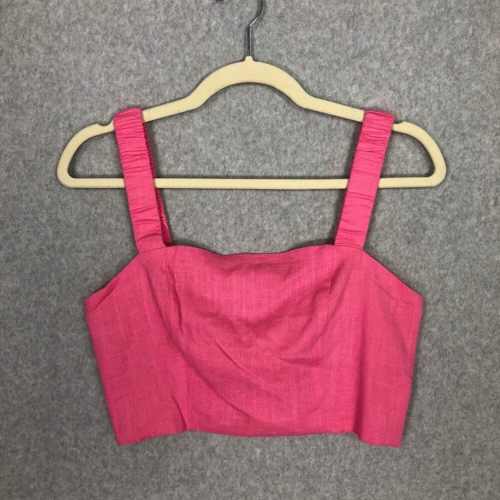 Blue Rain Crop Top Womens Small Pink Tank Linen Cutout Festival‎ Cowgirl Coconut